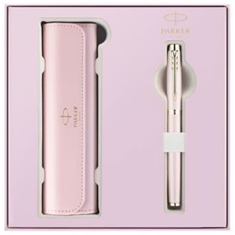 IM Pink Fantasy Gold Trim Pearl Pen + Hydrangea Floral Gift Box